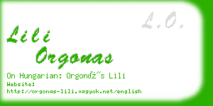 lili orgonas business card